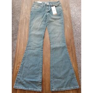 So Wear It Declare It Flare Stretch Flap Pocket Blue Jean Juniors Size 0 NWT $30